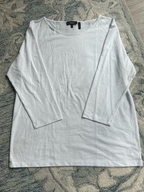 Theory White Crewneck Long Sleeve Tee L
